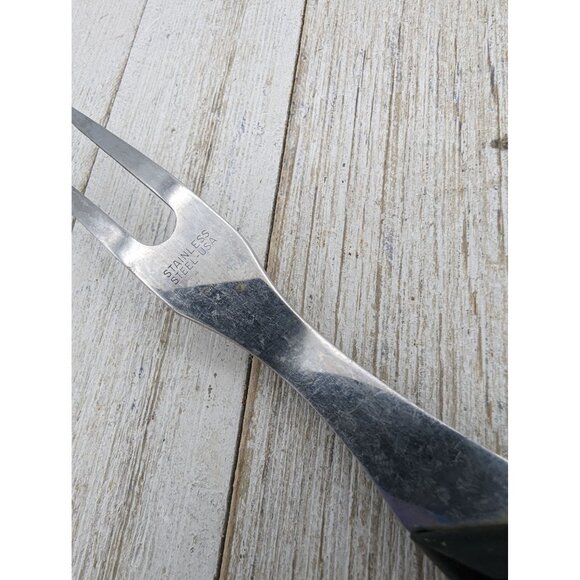 Vintage Stanley Meat Turning Fork 2 Prong 9" Black Handle - Picture 7 of 7